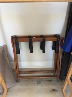 Wooden Folding Luggage Rack – Solid Wood, Hotel-Style