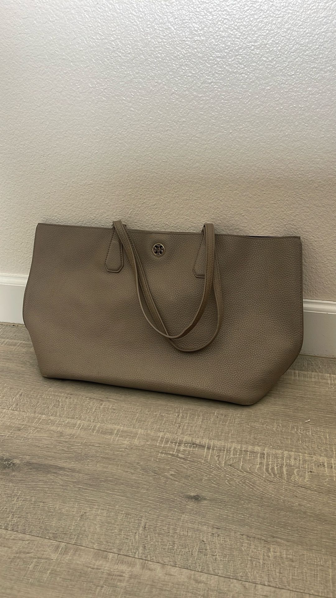 Tory Burch Leather Gray Tote Bag
