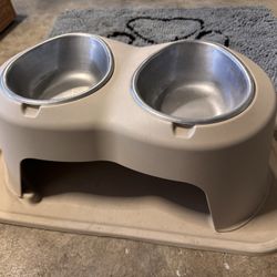 Raised Dog Bowl With Mat