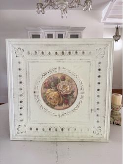 Large Vintage Christie Repasy Roses Giclee Print In Wide Wood Frame! Shabby Chic