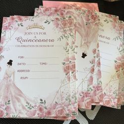 Invitation Invitaciones Quince Quinceañera Rosa Blue