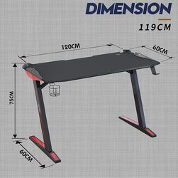 Southern Wolf 47" Gaming Desk,Z Shaped Home Office Computer Desk with Large Mouse Pad,120 cm*60 cm Gaming Table Gamer Workstation with LED Lights Cup 
