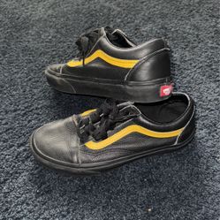 VANS Old Skool Leather Pop - Black Lemon Chrome Sneaker Shoes 