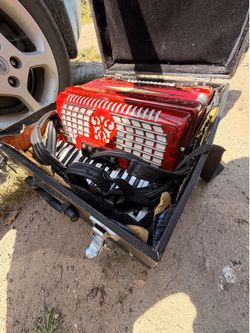 Vintage Red Pearloid 34-Key Piano Accordion with Case & Straps