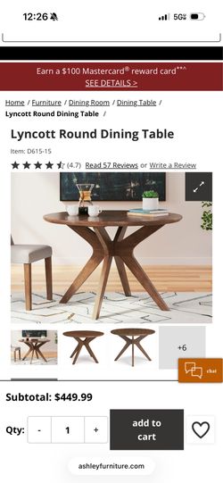 45 inch Round Dinning room table for sale with 4 chairs