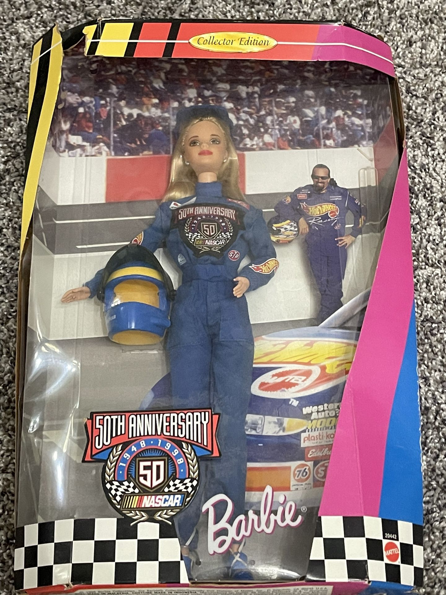 NASCAR 50th Anniversary Barbie-New in Box- Please see pics for box damage