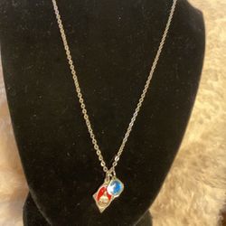 Silver Necklace With 2 925/sterling Silver Pendants