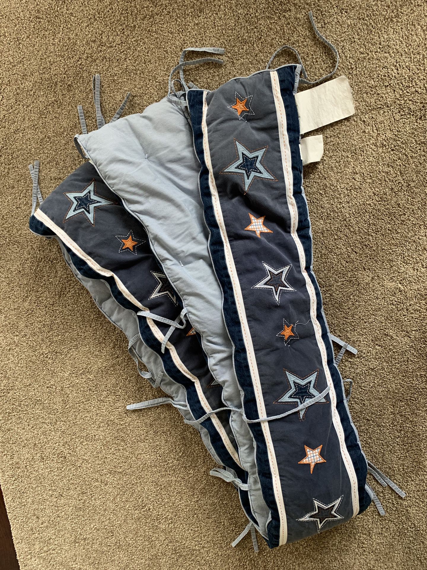 Crib Bumper with embroidered stars