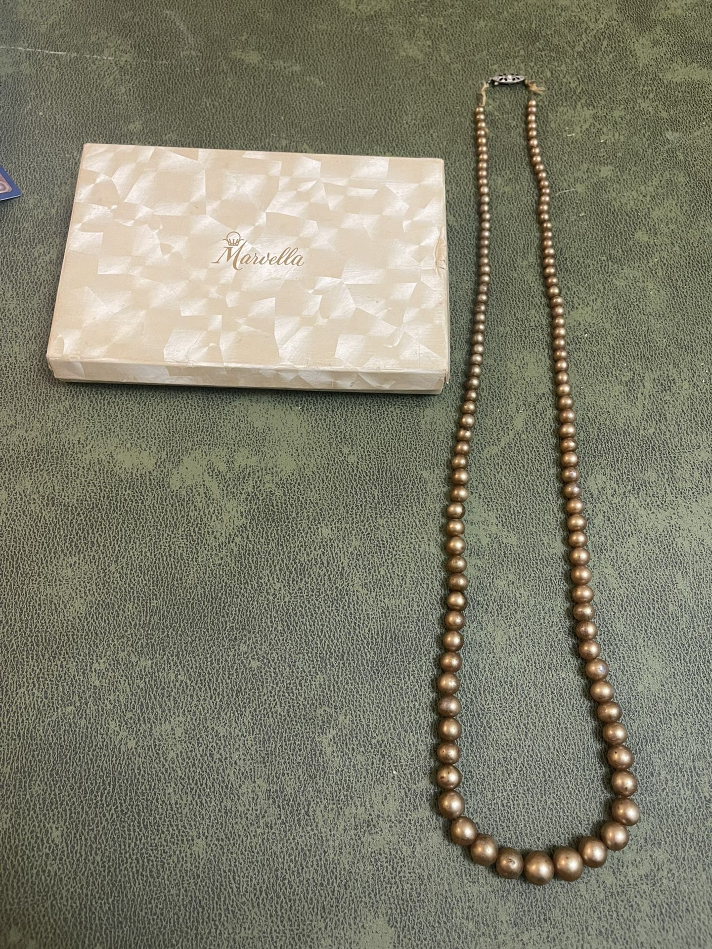 vintage marvella faux pearl necklace sterling clasp