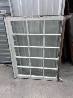 2 antique 15 pane wood windows