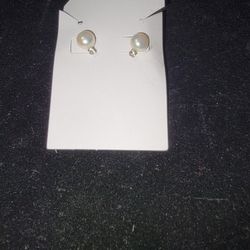 Elegant  Faux Pearl Cubic  Zirconia Earrings