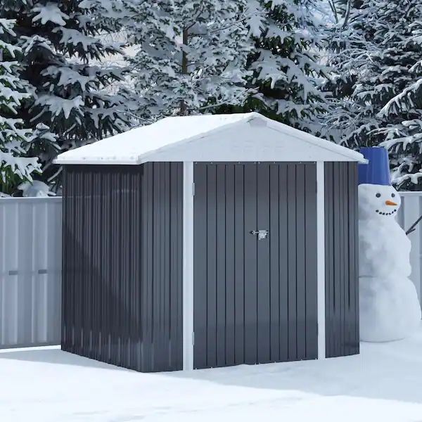 Brand New 8 ft. W x 6 ft. D Outdoor Storage Metal Shed Utility Patio Shed for Garden and Backyard 48 sq. ft. in Gray，$280