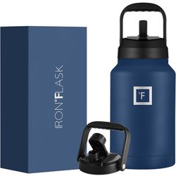 IRON °FLASK Sports Water Bottle - Gallon Series - 2 Lids (Straw and Spout), Leak Proof, Vacuum Insulated Stainless Steel, Double Walled, Thermo Mug, M