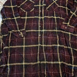 4X Plus Size Maurices Relaxed Fit Duster Plaid Button Down Shirt Burgundy Dress  NEW WITHOUT TAGS