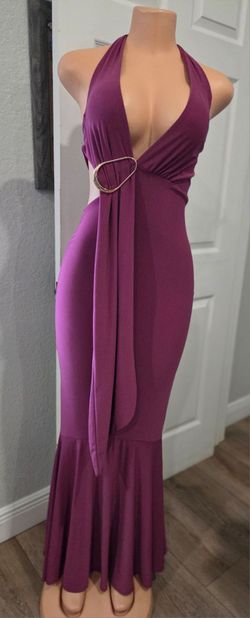 Purple Halter Neck Maxi Dress