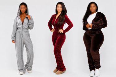 Zip Up romper Velour Ruched Zip Up  Set