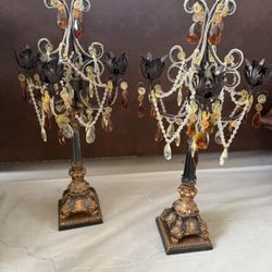 High Bronze Gold Candle Holder 