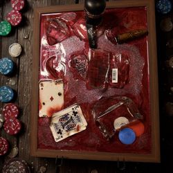 11x16 Poker Resin Frame Ft A Glass Bottle 