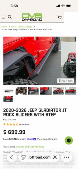 DV8 rock sliders for gladiator