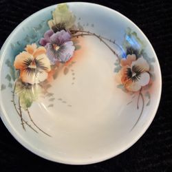 Vintage Bavaria Tirschenreuth Hand Painted Floral Porcelain Round Bowl 