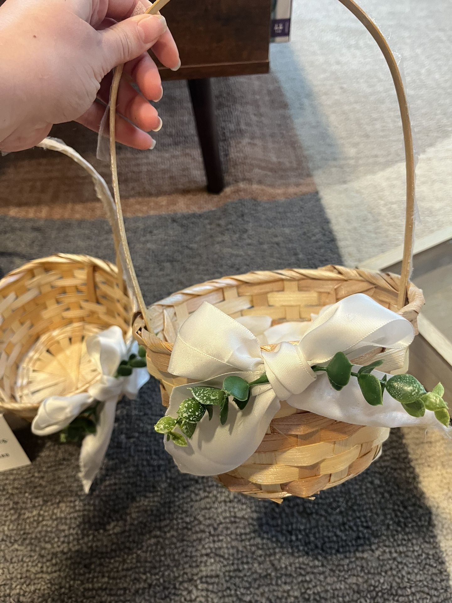 Flower Girl Baskets And White Petals