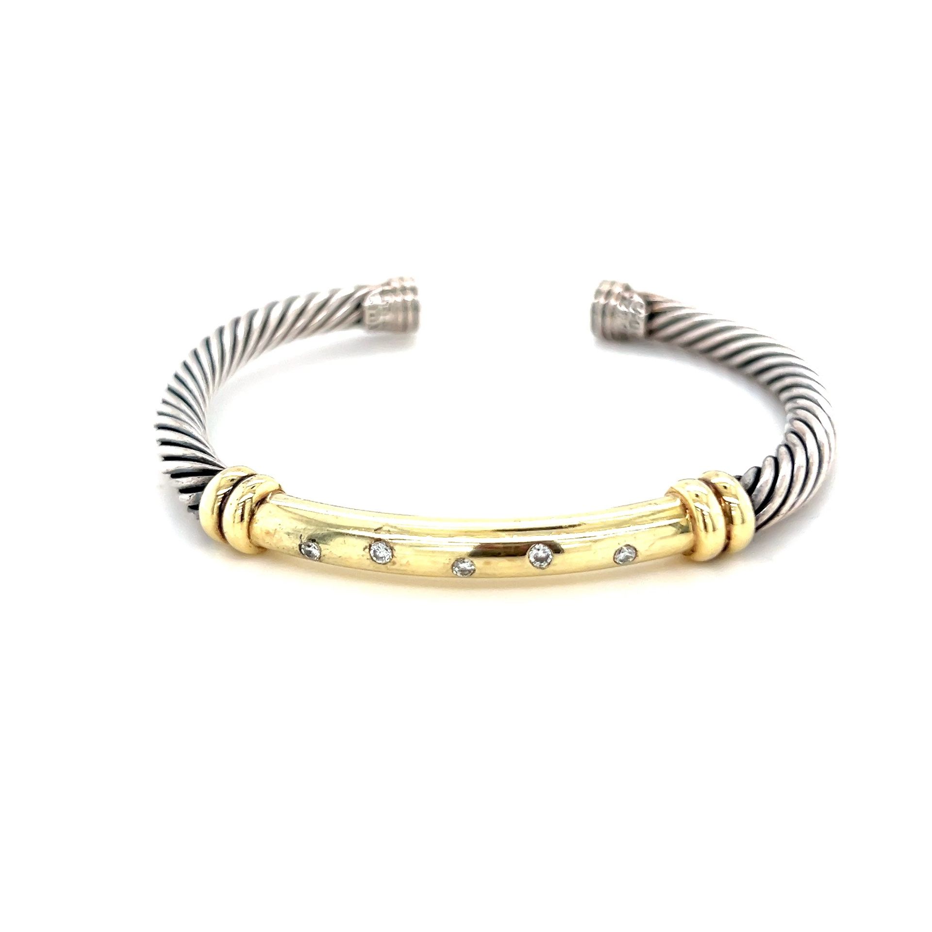 D.Y. 925/585 Diamond Cable Cuff
