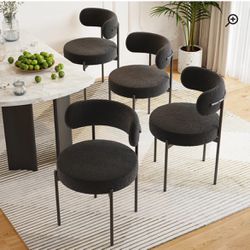 Tufted Fabric Upholstered Metal Chair - Set Of 4