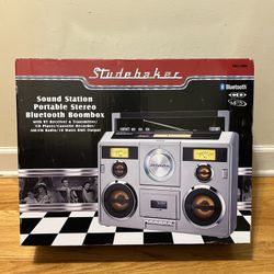 Studebaker SB2140S Sound Station Bluetooth Boombox CD/AM-FM Radio/Cassette Record (NEW)