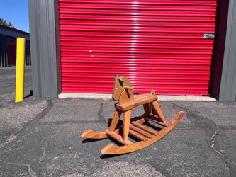 Vintage Wooden Children’s Rocking Horse (Leather Ears)
