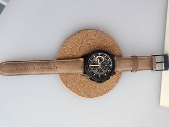 Michael Kors MK8520 Men's Chronograph Watch Brown Leather Black Case – Good Condition