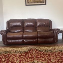 3 Piece Sofas/cherry Color/manual Recliner