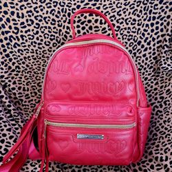 Juicy Couture Red Faux Leather Soft Mini Backpack 