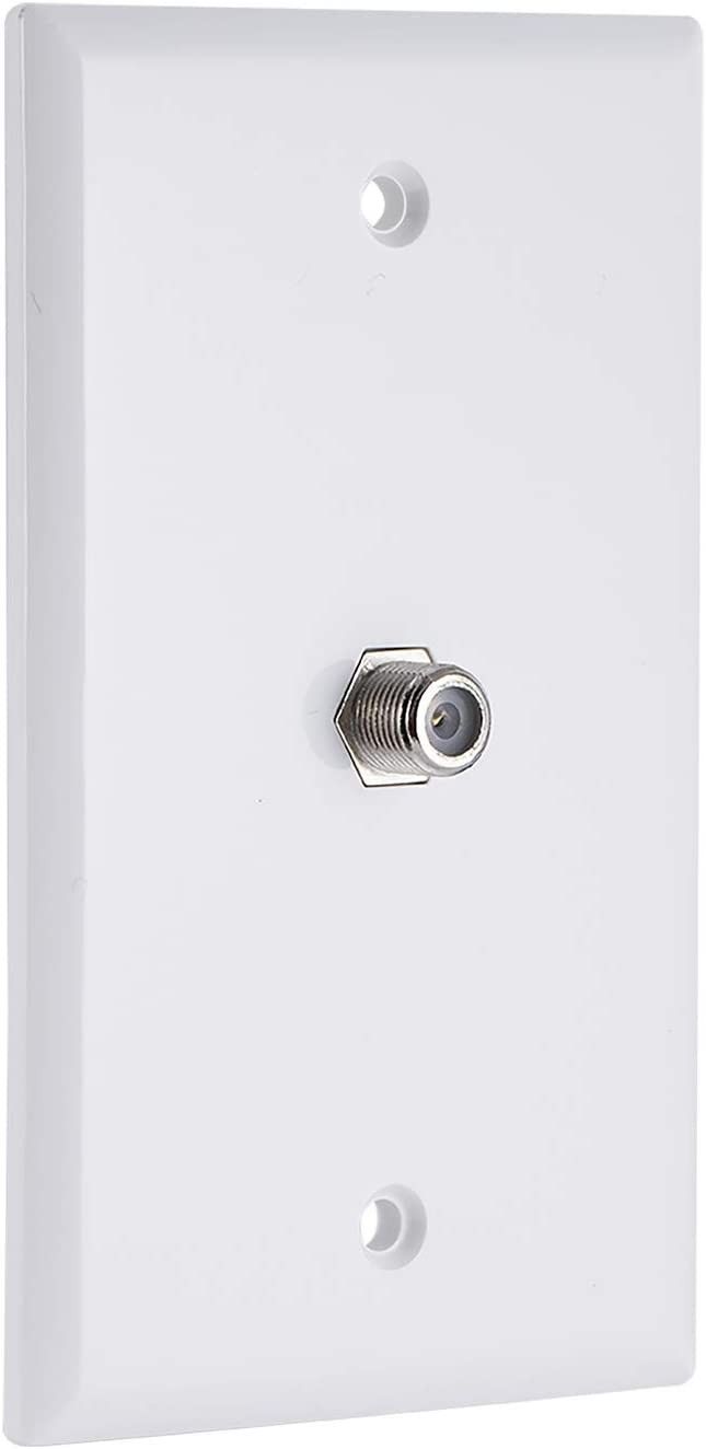 (8Pack) GE Coaxial Cable Wall Plate, 1 Coax F Type Connector, Single