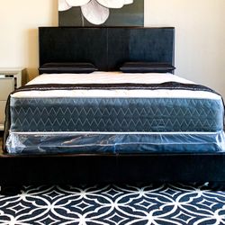 $299/Brand New Black Queen Size Bed Frame With New Mattress/Fast Delivery