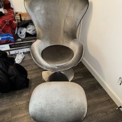 Shelia Silver Swivel Accent Chair With Ottoman