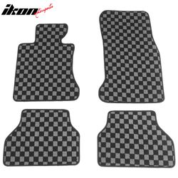 2005-2010 E60 5 Series 4PCS Floor Mats Carpets Checkered Black Gray Plaid FOR: (BMW)
