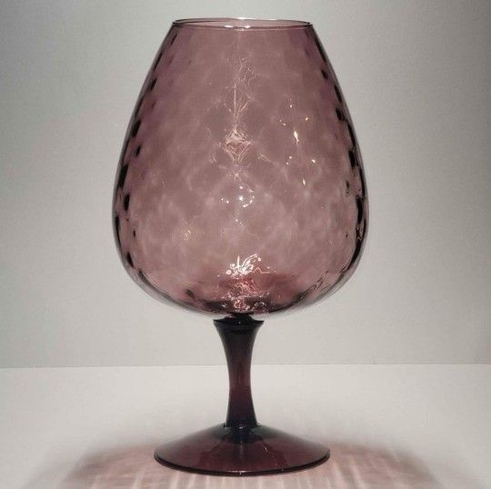 MCM Empoli Brandy Snifter Amethyst Purple OPTIC Italy Art Glass Vase Vintage 9”
