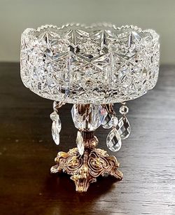Antique/Vintage Crystal and Brass Compote