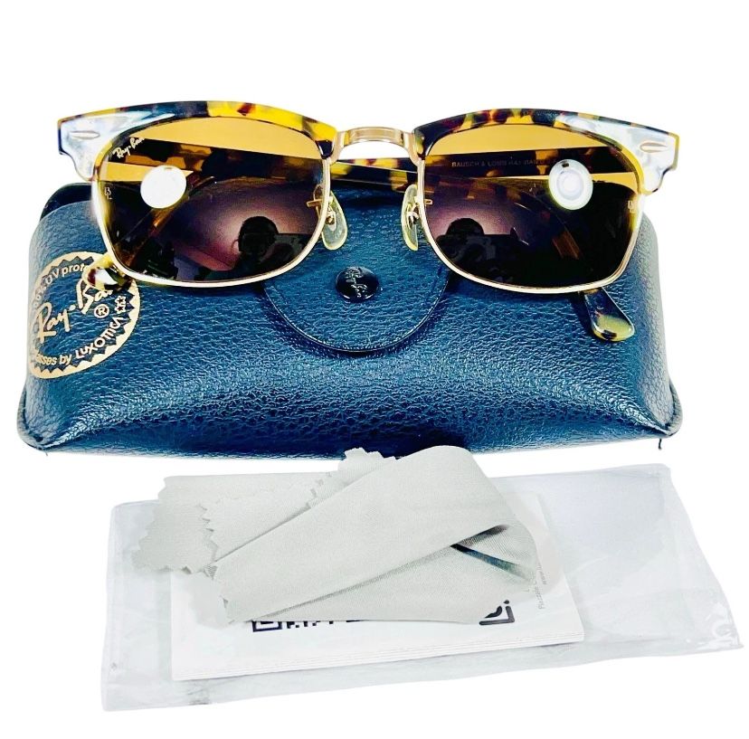 Vintage B&L Ray Ban W1483 B15 Antique Tortoise Rectangular Clubmaster Sunglasses