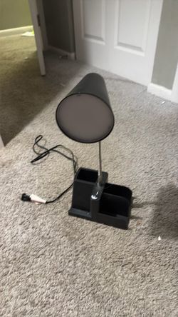 Black Desk Lamp with Organizer, USB Port & Outlet