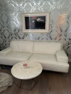 White leather sofa