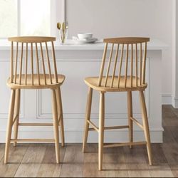 High Back Windsor Chair 24" Counter/Seat Height, "Harwich" (Natural Color) Barstool - by Threshold™ (Brand New)