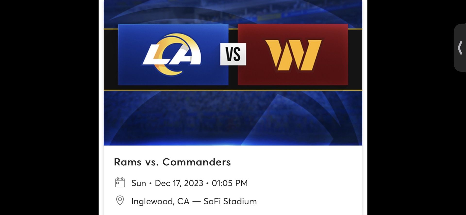 Rams Vs Commanders