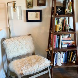 Chic Boho Furry Wooden Chair