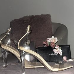 Women’s clear and tan heels