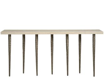 Lowry White Travertine/Nickel Console Table