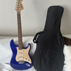 Squier Stratocaster HSS Electric Guitar – Metallic Blue + Gig Bag