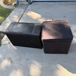 Two black ottomans small size