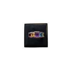 Size 7 Vintage Art Deco Multi Gem Sterling Silver Ring