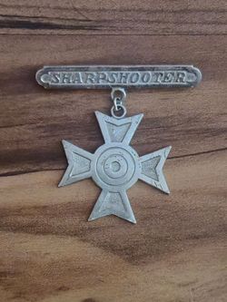 WWII Era Sharpshooter Sterling Silver Bat Pin With Maltese Cross